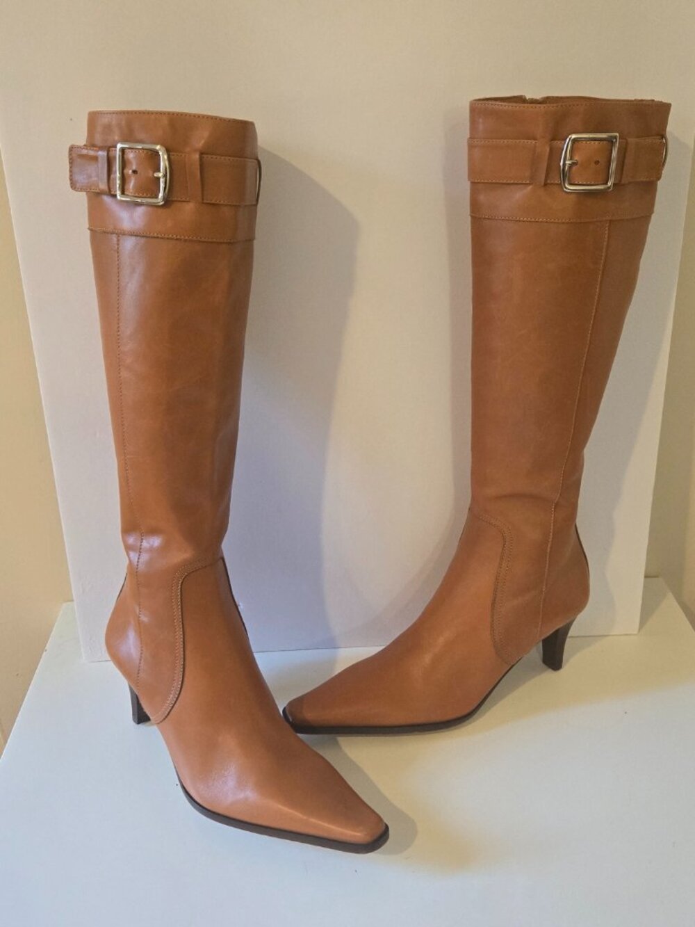 Coach P008 Adranna Knee high Leather Boots, Italian,Buckle Accent, Size 8.5 B
